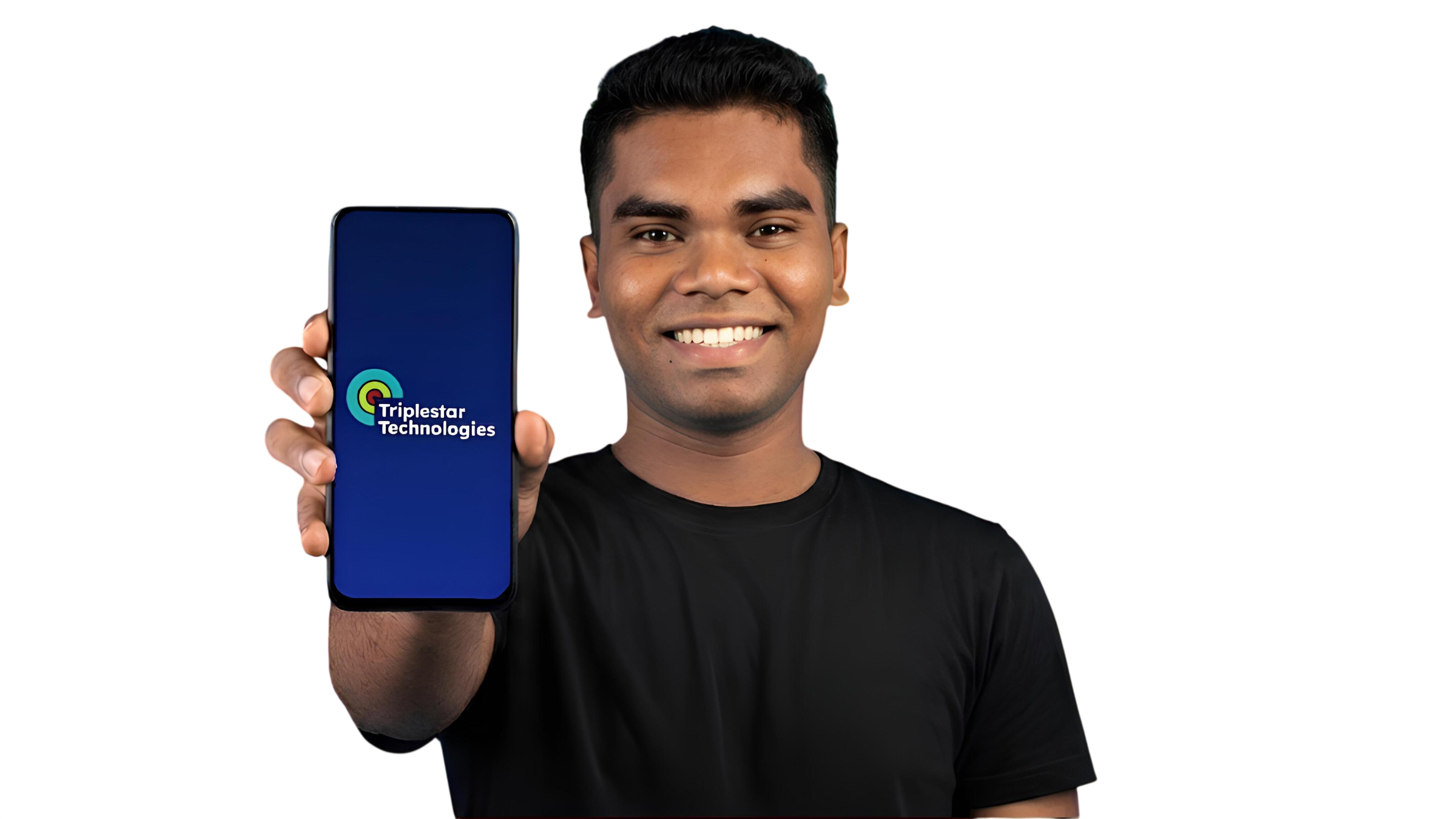 Person showing mobile app